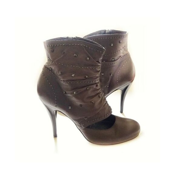 VIC MATIE STUDDED CUT OUT TAN TAUPE STILETTO ANKLE BOOTIE BOOTS HEELS SIZE 9.5 - Picture 1 of 10